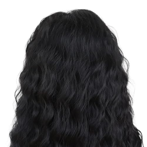 Image of GNIMEGIL 26 Inch Long Black Curly Wigs for Women Water Wave Synthetic Hairpiece Voluminous Deep Wavy Dark Black Wig for Cosplay Halloween Costume and Daily Drag Queen Carnival Hairstyles