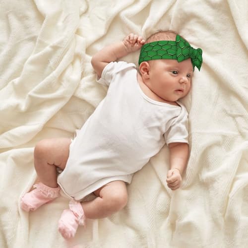 Green Snakeskin Prints Baby Bow Headband Super Stretchy Soft Bows Hair Accessories for Newborn Infants Toddlers Kids Girls4