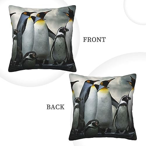 Housse de coussin velours côtelé pingouin décoration canapé lit