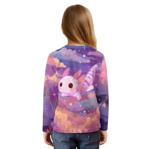 Suobstales Girl's Long Sleeve Shirts Lightweight Tie Front Knot Tops Tee for Kids Round Neck Casual Blouse T Shirt 5-12Y2