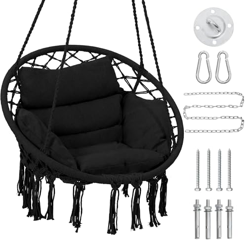 KROFEM Macrame Hammock Chair Black
