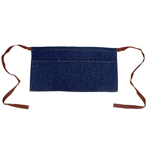 HZYFP Unisex Cotton denim Waist Apron with Pocket Waitress Apron Half Apron Server Aprons Cooking Bib