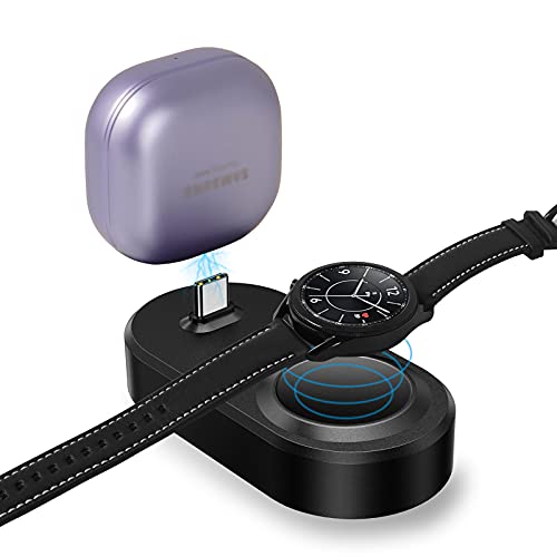 2 in 1 Charger Dock for Samsung Watch and Earbuds Charging Cradle Station Compatible with Samsung Galaxy Watch 3/Active 2/Active/Buds 2/Buds Pro/Buds Live/Buds+/Buds and More Type-C Interface Earbuds