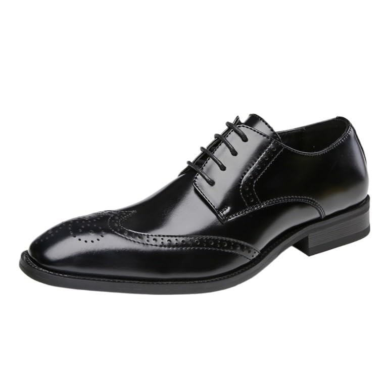Leather Dress Shoes for Men Italian Oxford Formal Business Comfortable Lace-Up Pointed Toe Non Slip for Office Wedding Occasions