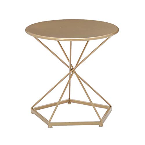 Petite table basse ronde en fer forgé doré table d'appoint salon - 2