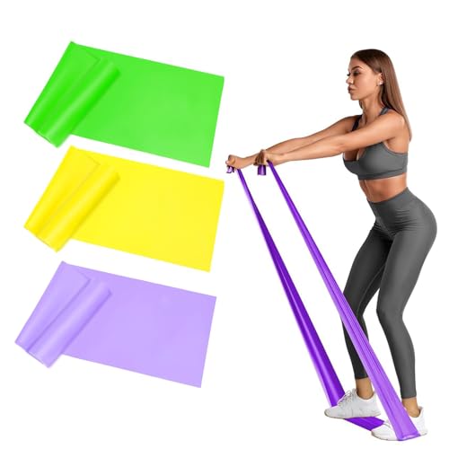 1.8M Resistance Bands Set of 3,1.8m Fitness Exercise Bands with 3 Different Resistance Levels, Workout Resistance Bands Set for Women Men, Ideal for Strength Training,Yoga,Gym,Pilates