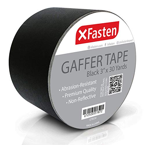XFasten Professional Grade Gaffer Tape, 3 Inches x 30 Yards (Black)