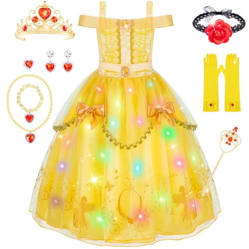 Meland Princess Dress for Girls - Light Up Princess Costume for Toddler Dress Up, Halloween Costumes for Girls 3-10 Years Old (5-6 Years)