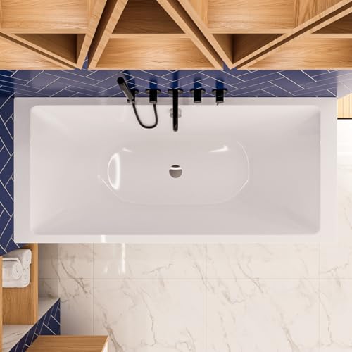 ECOLAM Badewanne Tami 200x90 cm + Schürze | moderne große Wanne für zwei Personen Duo Wanne | Acrylwanne Rechteck Top QUALITÄT I Ablaufgarnitur Füße Silikon Komplett-Set Design – Bild 6