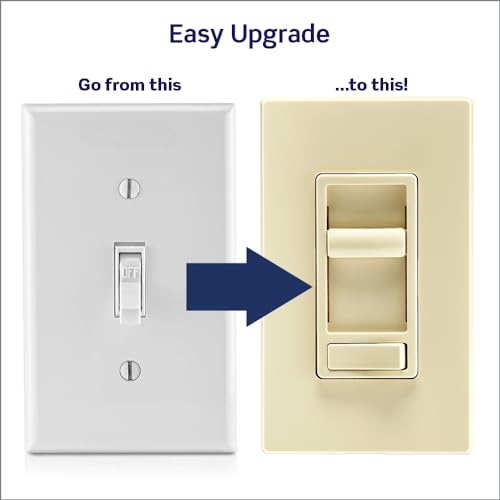 Leviton SureSlide Dimmer Switch for Dimmable LED, Halogen and Incandescent Bulbs, 6674-P0I, Ivory by Leviton - Image 2