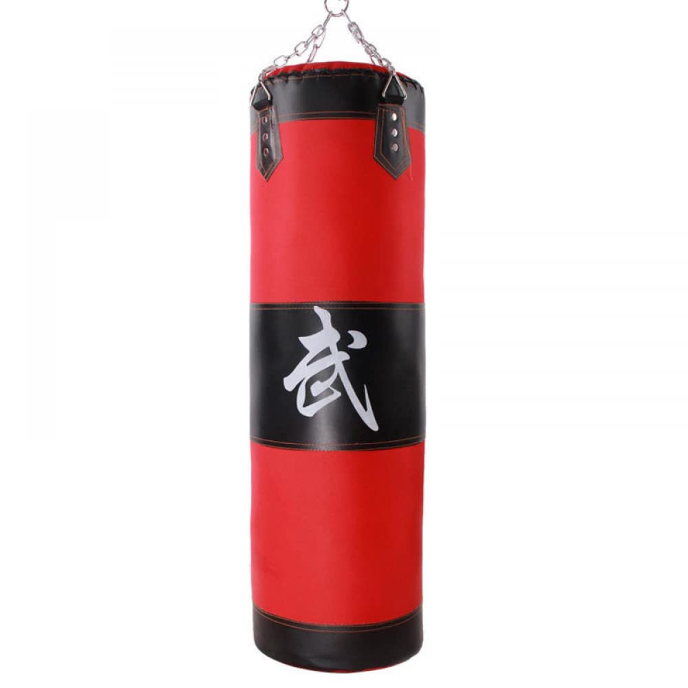 Siqi Sacco da Boxe Vuoto, Sacco da Boxe da soffitto con Catena in Acciaio, Gancio di prolunga, Fibbia di Sicurezza e Bende da Boxe, Sacco di Sabbia Appeso per Allenamento Fitness e palestra-120cm