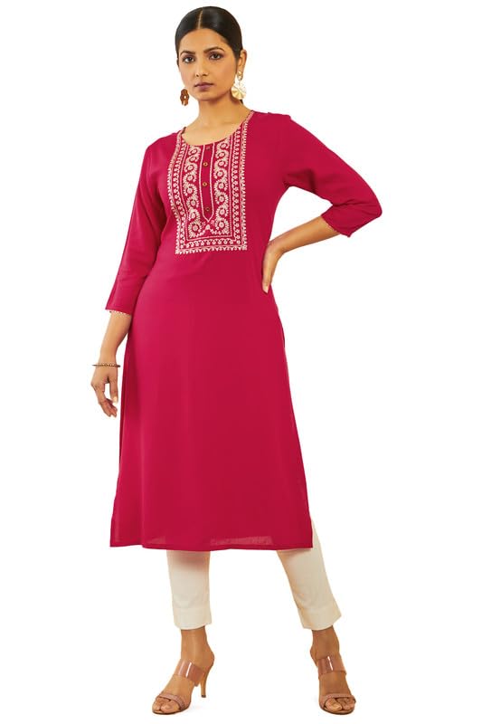 Image of Soch Women's Rayon Straight Fit Straight Kurta
