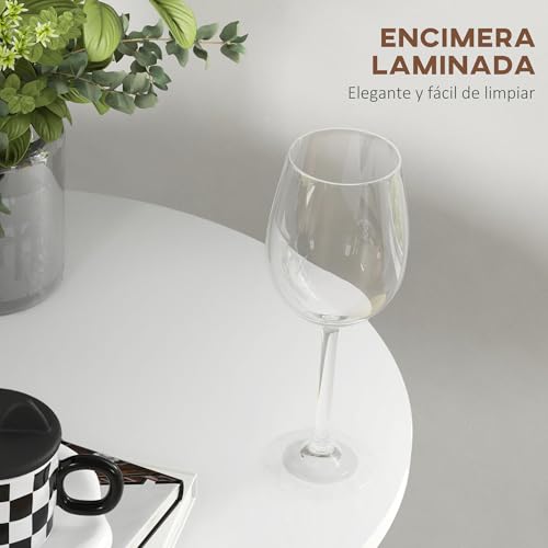 HOMCOM Mesa de Bar Redonda, Mesa de Comedor, Ø60x102 cm, con Encimera Laminada y Marco de Acero, para 2 Personas, Moderna, para Casa, Cocina, Blanco - imagen 5