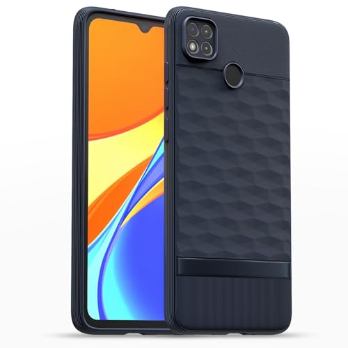 Image of Pikkme Back Cover for Poco C31, Mi Redmi 10A / 10A Sport, Redmi 9 / Redmi 9 Activ / 9C Camera Protection 3D Hexa Cube Design Silicone Protective Bumper Case (Blue)