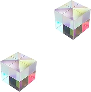 Mobestech 2 Pçs Prisma Cubo Shots Vidro Prisma Triplo Arco-Íris Prisma Para Ensino Giroscópio Prisma Dispersão De Luz Prisma Pirâmide Prisma Cubo Óptico Cubo De Vidro Cristal Prisma
