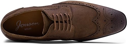 Image of Jousen Men's Dress Shoes Leather Wingtip Formal Business Oxford Shoes Brogue Retro Derby Dress Shoes for Men