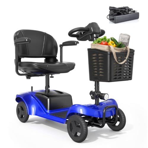 Image of 4 Wheel Mobility Scooter, Electric Scooter with Seat,Lightweight Mobility Scooter with Removable Battery. 6 MPH High Speed 265 lbs Capacity, Foldable Design (Yellow)