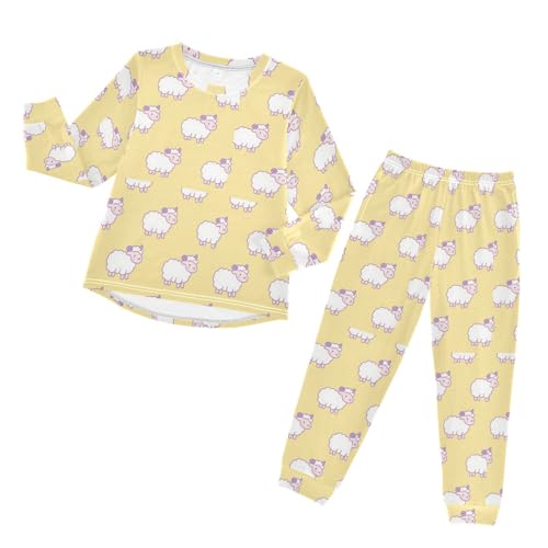 Little Sheep Cute Soft Pajama Set for All Seasons,Breathable Pjs Long Sleeve Sleepwear,Comfy Loungewear 2 Piece Underwear Set 3T