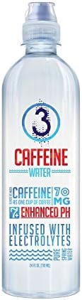 3 Water - 12 Pack 710 mL - Caffeinated Water with Electrolytes & enhanced pH