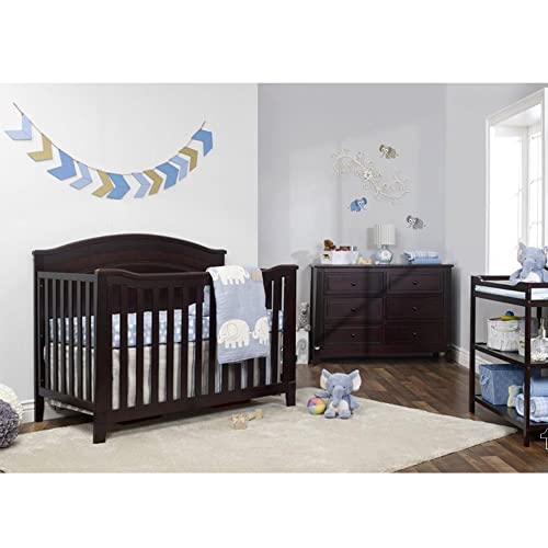 Image of Sorelle Furniture Berkley Round Top Crib, Classic 4-in-1 Convertible Crib, Made of Wood, Non-Toxic Finish, Wooden Baby Bed, Toddler Bed, Child's Daybed and Full-Size Bed, Nursery Furniture-Espresso