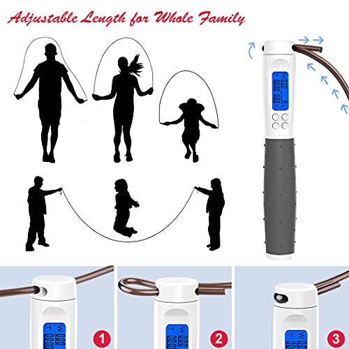 Image of Jump Rope, Weighted Jump Rope for Fitness, Skipping Rope with Counter - Heavy Handles, Adjustable Length - Cordless Jumping Rope for Men Women Kids Fitness Exercise Training