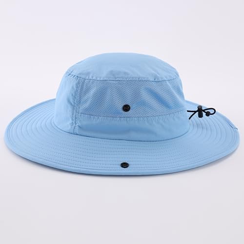 Image of Home Prefer UPF50+ Mens Sun Hat Wide Brim Womens UV Protection Beach Bucket Hat for Fishing Hiking Snap Up Cowboy Hat