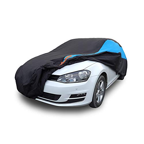 Image of MORNYRAY Waterproof Car Cover All Weather Snowproof UV Protection Windproof Outdoor Full car Cover, Universal Fit for Sedan (Blue, Fit Hatchback Length(Up to 173 inch)