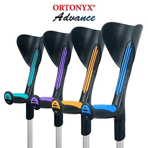 ORTONYX Forearm Crutches 1 Pair - Ergonomic Handle with Comfy Grip - High Density Sturdy Aluminum - 308lb Max / 200913