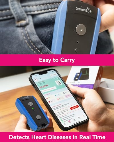 Image of SanketLife Pro+ Pocket ECG Machine | 12 Lead ECG by Touch & Leads | Convertible ECG Monitor for Home, Clinic | Unlimited Free 12 Lead ECG, HRV Monitoring | Keychain-Size ECG Device | Free Demo
