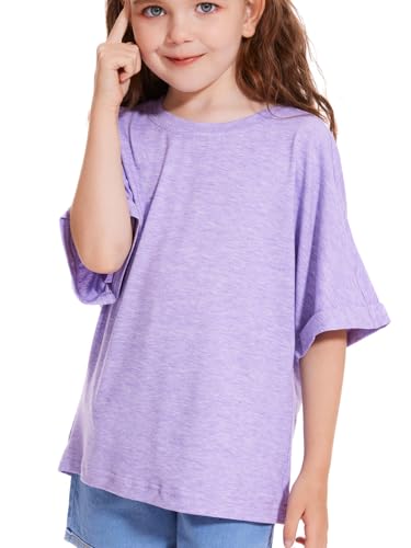 Girls Short Sleeve T Shirts Kids Fashion Oversized Drop Shoulder Tops Tshirts Casual Basic Tee4