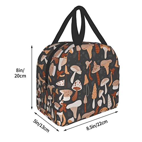 Pubnico Brown Mushroom (2) Lunch Box , Bento Box Insulated Lunch Boxes Reusable Waterproof Lunch Bag With Front Pocket For Office Picnic Hiking Beach #TOP4