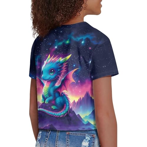 Image of Kids Crop Top Short Sleeve T-Shirts for Girls Size 5-14