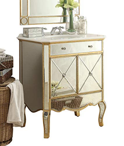 Benton Collection 30" Mirrored Reflection Adelisa Bathroom Sink Vanity # 507Gc-Ra (Gold) #TOP6