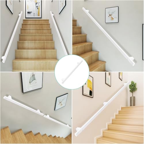 Rampe d'escalier murale blanche en fer forgé véritable pour intérieur moderne - 6