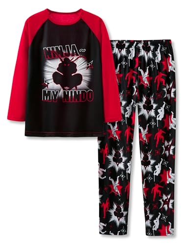Image of Tebbis Boys Comfy Trendy Print Long Sleeve & Pants Pajama Set Sizes 6-18 | Lightweight Breathable Fabric, 2-Piece PJs, Trendy Printed Jammies for Little & Big Boys, Ideal for Lounging and Sleeping