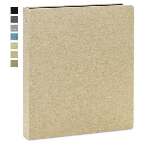 Vienrose 3 Ring Binder 1 Inch Round Rings with Linen Fabric Cover Fits 8.5 x 11 Inch Paper Durable Organizer for School Office Home Recipes Khaki