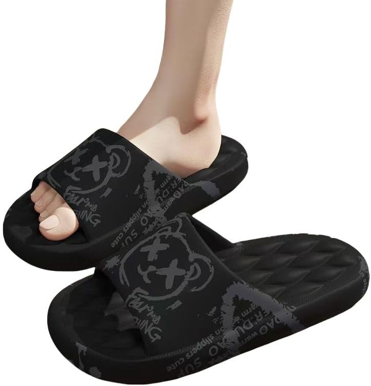 メンズ サマースリッパ ビーチサンダル ビーチサンダル プリント 厚底 ユニ バスシューズ Lサイズ
