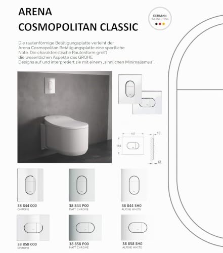 GROHE Arena Cosmopolitan, Betätigungsplatte WC, 2-Mengen-Betätigung – Ansicht 4