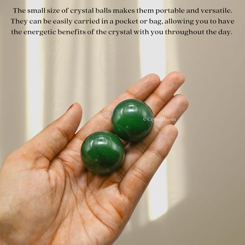 Image of Certified Dark Green Aventurine Crystal Ball for Meditation - Premium Crystal Vastu Items for Home and Feng Shui Items for Good Luck - Ideal for Pooja Supplies and Spiritual Practices (1 Inch)