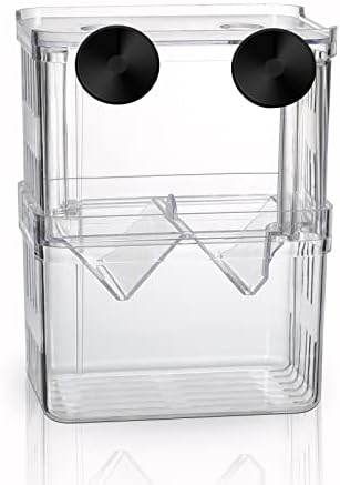 Boxtech Aquarium Fish Tank Hatchery Incubator Breeding Box, Acrylic White Breeder Isolation Divider Hatching Boxes Accessory Small Baby Fishes Shrimp Clownfish Guppy (8.3x3.7x3.9'')