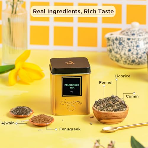 Image of CHAYAM Fenugreek Herbal Tea | Caffeine-Free Infusion for Digestion, Gut Health & Lactation Support | Fennel, Cumin, Ajwain, Licorice | Premium Gift Tin | 100g Tin -Pack of 2
