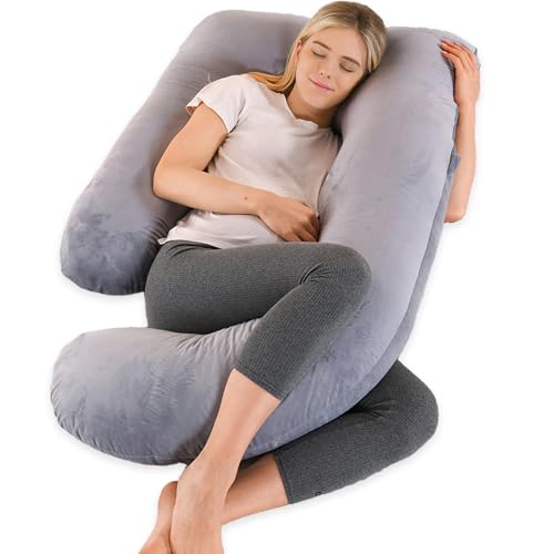 U-Shaped Pregnancy Pillow for Sleeping, Full Body Support for Back, HIPS & Belly – 57 Inch Maternity Pillow with Machine Washable Cover | Maternity Essential