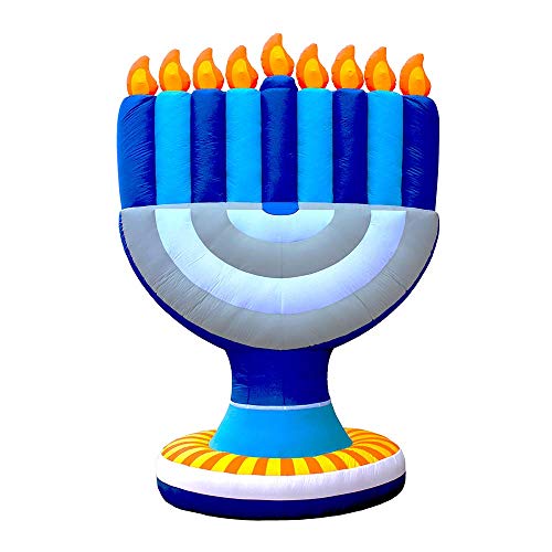 Zion Judaica 11' Tall Inflatable Giant Hanukkah Menorah Indoor Outdoor Decoration with LED Night Glowing Lights Chanukah Holidays Lawn Blowup Menora