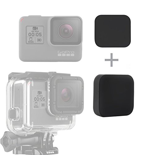 SOONSUN Silicone Lens Cap Cover Kit for GoPro Hero 5 6 7 Black Hero2018 Camera and Housing Case (Include 2 x Lens Caps for Hero5 6 7 Black Camera and Housing)