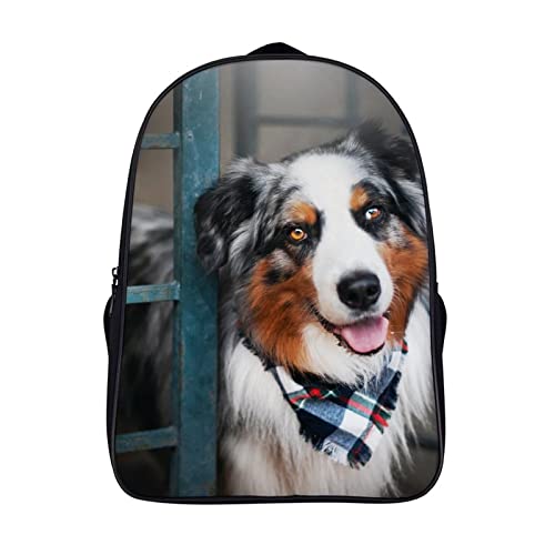 Sac à dos 3D Cool avec motif Australian Shepherd grand compartiment pour adolescents et adultes