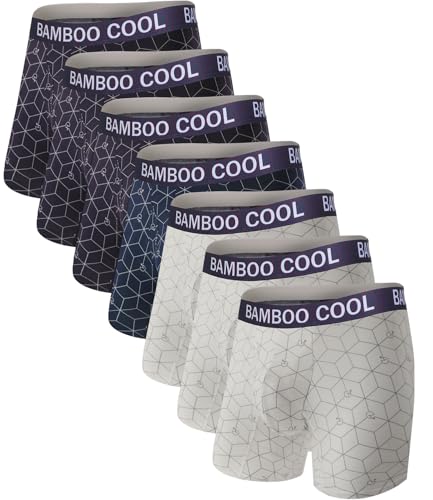 Image of BAMBOO COOL Men's Underwear Boxer Briefs Fly with Built-in 3D Pouch Comfortable Cool Underwear for Men 4 Pack