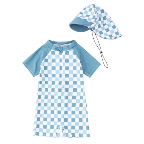 Generisch Bañador para niños con protección solar UPF 50+ para niños pequeños, playa, piscina, verano, juego de agua para niños, azul, 6-12 meses
