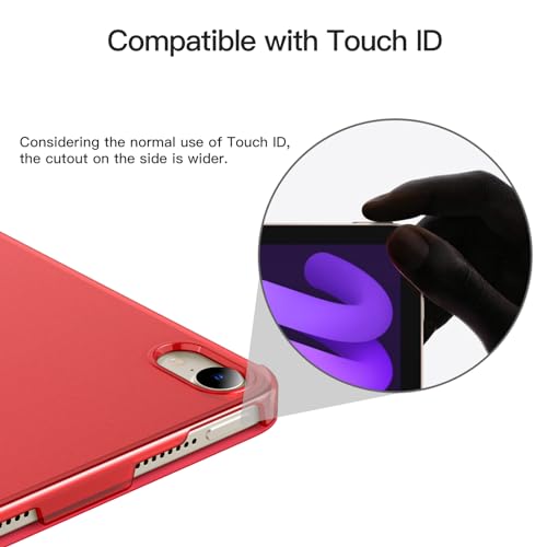 Image of JETech Cover Case for iPad mini (A17 Pro, 2024 Model, 7th Generation) / mini 6 (2021 Model, 6th Generation), Slim Stand Hard Back Shell Smart Cover with Auto Wake /Sleep (Red)