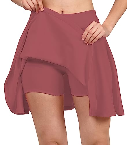 Image of Mehrang Girl's /Women's Classic Stretchy All Time Trendy Skater Skirt with Attached Inner Shorts and Flared Inskirt