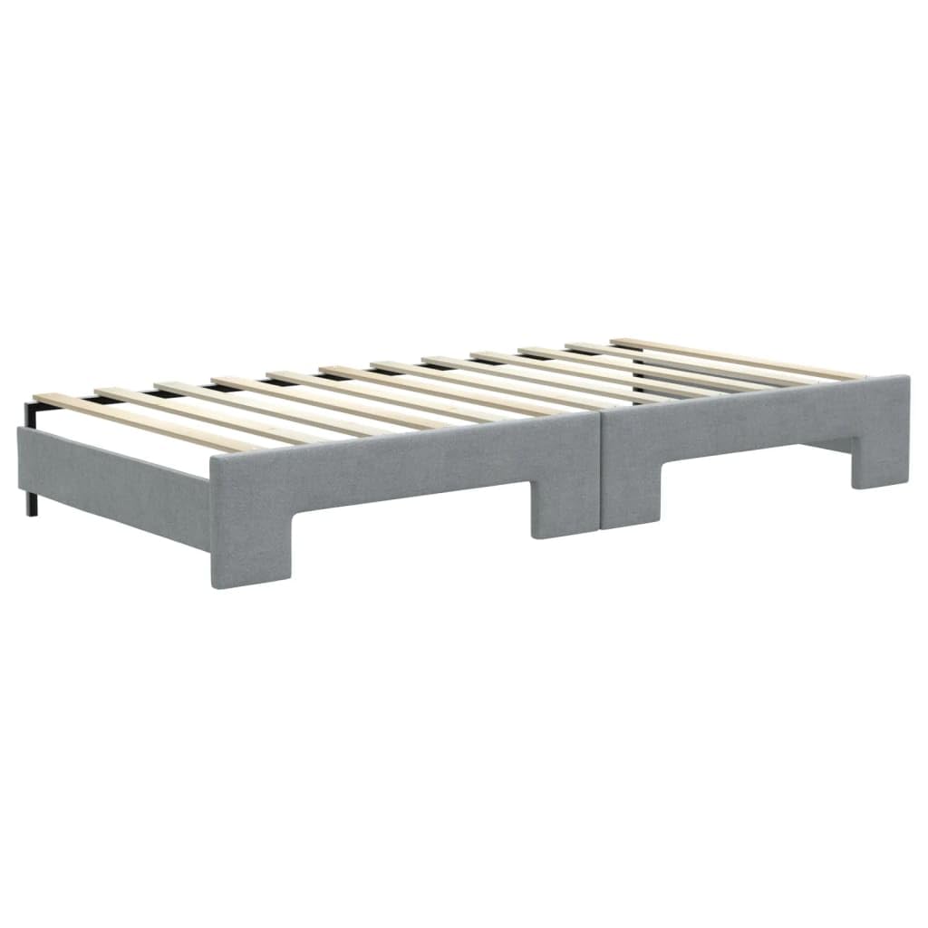 Cama Gigogne 100 x 200 cm con colchón gris claro | Sofá Convertible 2 en 1, tejido duradero, estructura de madera y metal, para salón o dormitorio